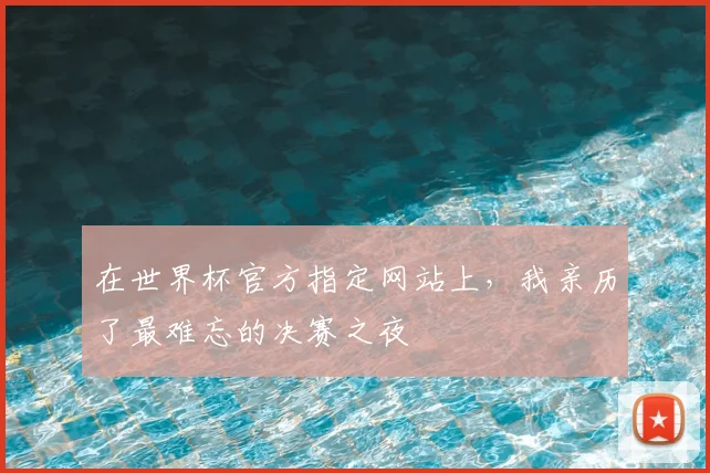 在世界杯官方指定网站上,我亲历了最难忘的决赛之夜